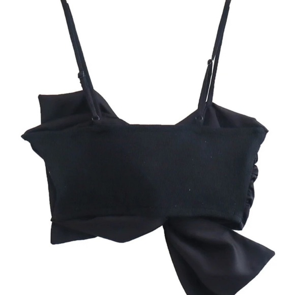 Bow Black Crop Top S - Picture 2 of 2